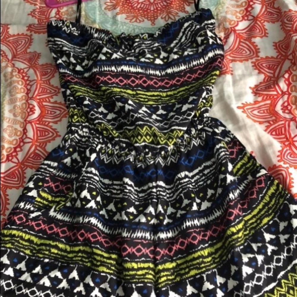Strapless tribal colored romper